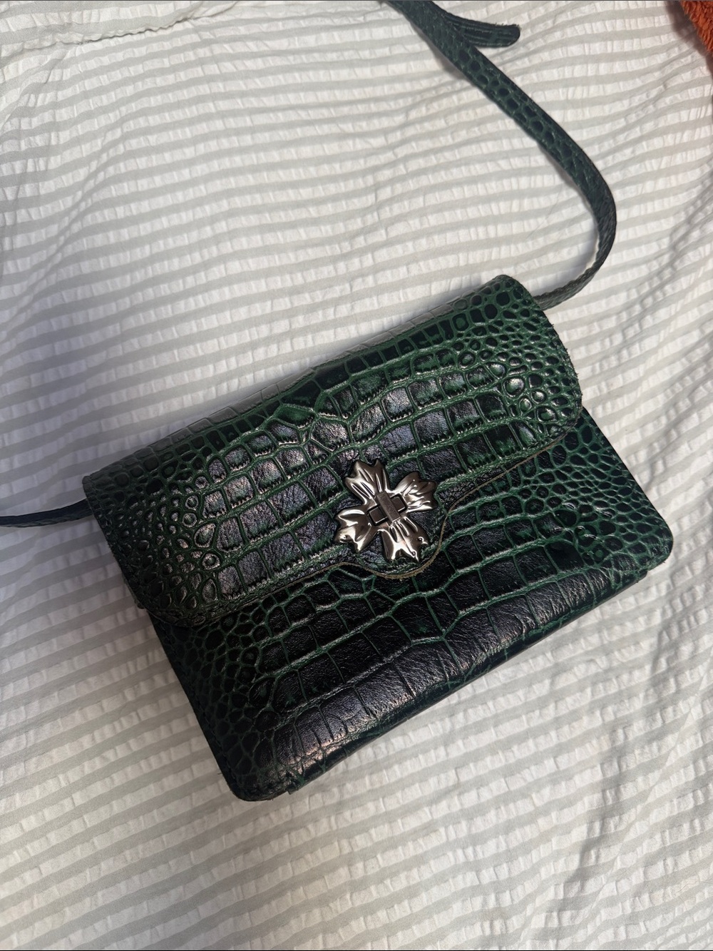 Patricia Nash Emerald Croc-Embossed Leather Crossbody
